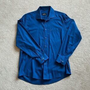 Blue Long-Sleeve Dress Shirt Classic Collar